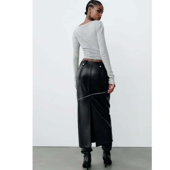NEW! Zara 2 in 1 Faux Leather Skirt - Picture 5 of 8